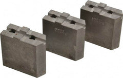 Abbott Workholding Products - 6" & Up Chuck Capacity, Tongue & Groove Attachment, Square Soft Lathe Chuck Jaw - 3 Jaws, Steel, 1-1/2" Btw Mount Hole Ctrs, 3" Long x 1-1/4" Wide x 3" High, 5/16" Groove, 3/8" Fastener - A1 Tooling