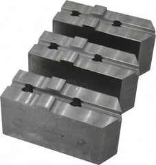 Abbott Workholding Products - 8" & Up Chuck Capacity, Tongue & Groove Attachment, Square Soft Lathe Chuck Jaw - 3 Jaws, Steel, 1-3/4" Btw Mount Hole Ctrs, 4" Long x 1-1/2" Wide x 2" High, 5/16" Groove, 1/2" Fastener - A1 Tooling