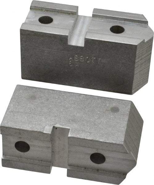 Abbott Workholding Products - 6" & Up Chuck Capacity, Serrated Attachment, Square Soft Lathe Chuck Jaw - 3 Jaws, Aluminum, 1-11/16" Btw Mount Hole Ctrs, 3" Long x 1-1/4" Wide x 1-1/2" High, 0.738" Groove, 5/16" Fastener - A1 Tooling