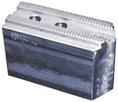 Abbott Workholding Products - 15" & Up Chuck Capacity, 3mm x 60° Serrated Attachment, Square Soft Lathe Chuck Jaw - 3 Jaws, Steel, 1.9685" Btw Mount Hole Ctrs, 6-1/2" Long x 2-1/2" Wide x 3" High, 1.0236" Groove, 0.7874" & 20mm Fastener - A1 Tooling