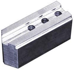 Abbott Workholding Products - 16" & Up Chuck Capacity, 3/32" x 90° Serrated Attachment, Square Soft Lathe Chuck Jaw - 3 Jaws, Steel, 1-1/2" Btw Mount Hole Ctrs, 6-1/2" Long x 2-1/2" Wide x 3" High, 1.004" Groove, 0.7874" & 20mm Fastener - A1 Tooling