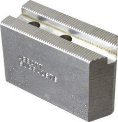 Abbott Workholding Products - 6" & Up Chuck Capacity, 1.5mm x 60° Serrated Attachment, Square Soft Lathe Chuck Jaw - 3 Jaws, Aluminum, 63/64" Btw Mount Hole Ctrs, 3" Long x 1-1/4" Wide x 2" High, 0.4331" Groove, 0.315" & 8mm Fastener - A1 Tooling