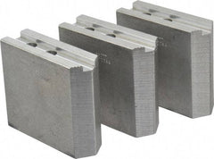 Abbott Workholding Products - 10" & Up Chuck Capacity, 1.5mm x 60° Serrated Attachment, Square Soft Lathe Chuck Jaw - 3 Jaws, Aluminum, 1.1811" Btw Mount Hole Ctrs, 4-1/2" Long x 1-1/2" Wide x 4" High, 0.6299" Groove, 0.4724" & 12mm Fastener - A1 Tooling