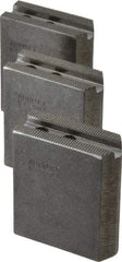 Abbott Workholding Products - 5" & Up Chuck Capacity, 1.5mm x 60° Serrated Attachment, Square Soft Lathe Chuck Jaw - 3 Jaws, Steel, 0.7087" Btw Mount Hole Ctrs, 2-1/2" Long x 1" Wide x 3" High, 0.3937" Groove, 0.315" & 8mm Fastener - A1 Tooling