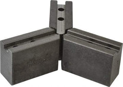 Abbott Workholding Products - 6" & Up Chuck Capacity, 1.5mm x 60° Serrated Attachment, Square Soft Lathe Chuck Jaw - 3 Jaws, Steel, 63/64" Btw Mount Hole Ctrs, 3" Long x 1-1/4" Wide x 2" High, 0.4331" Groove, 0.315" & 8mm Fastener - A1 Tooling