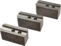 Abbott Workholding Products - 8" & Up Chuck Capacity, 1.5mm x 60° Serrated Attachment, Square Soft Lathe Chuck Jaw - 3 Jaws, Steel, 63/64" Btw Mount Hole Ctrs, 4" Long x 1-1/2" Wide x 2" High, 0.6299" Groove, 0.4724" & 12mm Fastener - A1 Tooling