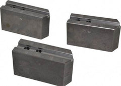 Abbott Workholding Products - 10" & Up Chuck Capacity, 1.5mm x 60° Serrated Attachment, Square Soft Lathe Chuck Jaw - 3 Jaws, Steel, 1.1811" Btw Mount Hole Ctrs, 5-1/2" Long x 2" Wide x 3" High, 0.6299" Groove, 0.4724" & 12mm Fastener - A1 Tooling