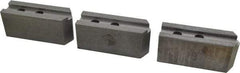 Abbott Workholding Products - 10" & Up Chuck Capacity, 1.5mm x 60° Serrated Attachment, Square Soft Lathe Chuck Jaw - 3 Jaws, Steel, 1.2598" Btw Mount Hole Ctrs, 4-1/2" Long x 1-1/2" Wide x 2" High, 0.6299" Groove, 0.4724" & 12mm Fastener - A1 Tooling