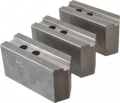 Abbott Workholding Products - 12" & Up Chuck Capacity, 1.5mm x 60° Serrated Attachment, Square Soft Lathe Chuck Jaw - 3 Jaws, Steel, 1.1811" Btw Mount Hole Ctrs, 5-1/2" Long x 2" Wide x 3" High, 0.7087" Groove, 0.5512" & 14mm Fastener - A1 Tooling