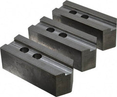 Abbott Workholding Products - 12" & Up Chuck Capacity, 1.5mm x 60° Serrated Attachment, Square Soft Lathe Chuck Jaw - 3 Jaws, Steel, 1.1811" Btw Mount Hole Ctrs, 5-1/2" Long x 2" Wide x 2" High, 0.8268" Groove, 0.6299" & 16mm Fastener - A1 Tooling