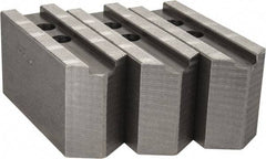 Abbott Workholding Products - 12" & Up Chuck Capacity, 1.5mm x 60° Serrated Attachment, Square Soft Lathe Chuck Jaw - 3 Jaws, Steel, 1.1811" Btw Mount Hole Ctrs, 5-1/2" Long x 2" Wide x 3" High, 0.8268" Groove, 0.6299" & 16mm Fastener - A1 Tooling