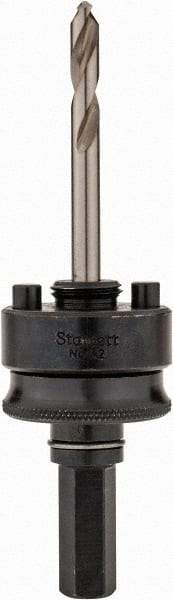 Starrett - 1-1/4 to 8-9/32" Tool Diam Compatibility, Straight Shank, Stainless Steel Integral Pilot Drill, Hole Cutting Tool Arbor - 1/2" Min Chuck, Hex Shank Cross Section, Threaded Shank Attachment, For SH, DH, CT & D Hole Saws - A1 Tooling