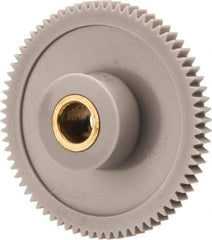 Made in USA - 48 Pitch, 1-1/2" Pitch Diam, 1.542" OD, 72 Tooth Spur Gear - 1/8" Face Width, 1/4" Bore Diam, 39/64" Hub Diam, 20° Pressure Angle, Acetal - A1 Tooling