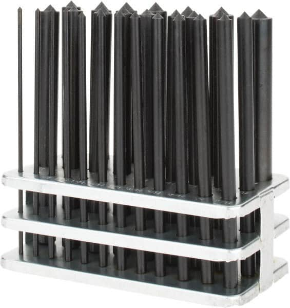 Value Collection - 28 Piece, 3/32 to 17/32", Transfer Punch Set - Round Shank, Comes in Stand - A1 Tooling