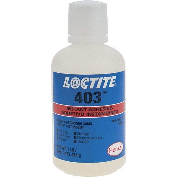 Loctite - 1 Lb Bottle Clear Instant Adhesive - Series 403, 24 hr Full Cure Time - A1 Tooling