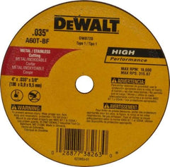 DeWALT - 4" 60 Grit Aluminum Oxide Cutoff Wheel - 0.035" Thick, 3/8" Arbor, 19,000 Max RPM, Use with Circular Saws - A1 Tooling