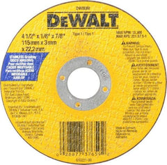 DeWALT - 4-1/2" 30 Grit Aluminum Oxide Cutoff Wheel - 3/32" Thick, 7/8" Arbor, 13,300 Max RPM, Use with Circular Saws - A1 Tooling