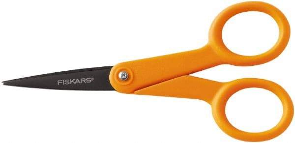 Fiskars - 1-13/16" LOC, 4-15/16" OAL Coated Stainless Steel Non Stick Scissors - Ambidextrous, Plastic Straight Handle, For General Purpose Use - A1 Tooling