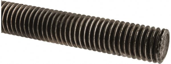 Made in USA - 9/16-12 UNC (Coarse), 3' Long, Low Carbon Steel Threaded Rod - Oil Finish Finish, Right Hand Thread - A1 Tooling