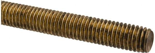 Made in USA - 1/2-13 UNC (Coarse), 2' Long, Brass Threaded Rod - Right Hand Thread - A1 Tooling