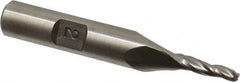 Made in USA - 2° Taper Angle per Side, 1/8" Small End Diam, 1/2" LOC, High Speed Steel 3 Flute Tapered Ball End Mill - 2-1/2" OAL, 3/8" Shank Diam - A1 Tooling