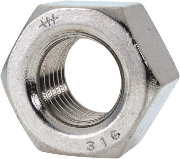 Value Collection - 7/8-9 UNC Stainless Steel Right Hand Heavy Hex Nut - 1-7/16" Across Flats, 55/64" High, Uncoated - A1 Tooling