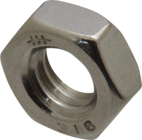 Value Collection - 5/16-18 UNC Stainless Steel Right Hand Hex Jam Nut - 1/2" Across Flats, 3/16" High, Uncoated - A1 Tooling