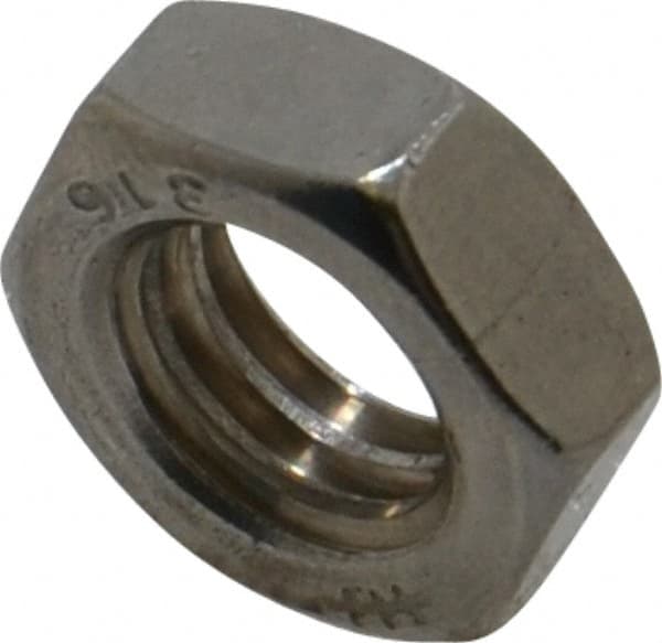 Value Collection - 3/8-16 UNC Stainless Steel Right Hand Hex Jam Nut - 9/16" Across Flats, 7/32" High, Uncoated - A1 Tooling