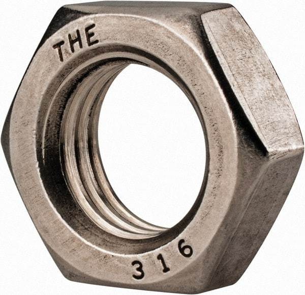 Value Collection - 7/8-9 UNC Stainless Steel Right Hand Hex Jam Nut - 1-5/16" Across Flats, 31/64" High, Uncoated - A1 Tooling