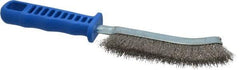 JAZ USA - Stainless Steel Crimped Wire Scratch Brush - 5" Brush Length x 5" Brush Width, 10" OAL, 1-1/8" Trim Length, Plastic Handle - A1 Tooling