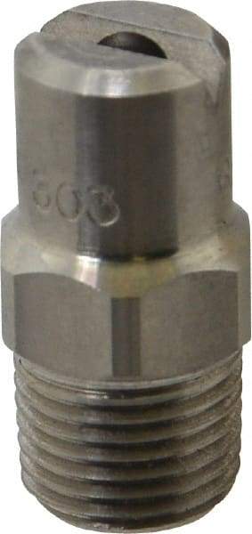 Bete Fog Nozzle - 1/8" Pipe, 90° Spray Angle, Grade 303 Stainless Steel, Standard Fan Nozzle - Male Connection, 4.74 Gal per min at 100 psi, 0.141" Orifice Diam - A1 Tooling