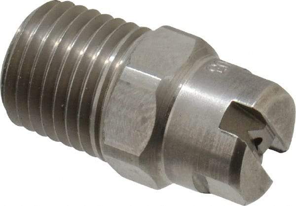 Bete Fog Nozzle - 1/4" Pipe, 30° Spray Angle, Grade 303 Stainless Steel, Standard Fan Nozzle - Male Connection, 0.79 Gal per min at 100 psi, 0.057" Orifice Diam - A1 Tooling