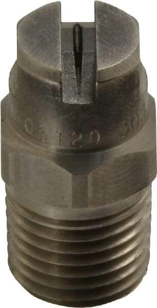 Bete Fog Nozzle - 1/4" Pipe, 120° Spray Angle, Grade 303 Stainless Steel, Standard Fan Nozzle - Male Connection, 0.79 Gal per min at 100 psi, 0.057" Orifice Diam - A1 Tooling