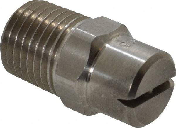 Bete Fog Nozzle - 1/4" Pipe, 120° Spray Angle, Grade 303 Stainless Steel, Standard Fan Nozzle - Male Connection, 2.37 Gal per min at 100 psi, 3/32" Orifice Diam - A1 Tooling