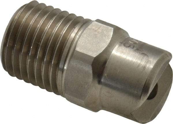 Bete Fog Nozzle - 1/4" Pipe, 30° Spray Angle, Grade 303 Stainless Steel, Standard Fan Nozzle - Male Connection, 7.91 Gal per min at 100 psi, 0.172" Orifice Diam - A1 Tooling