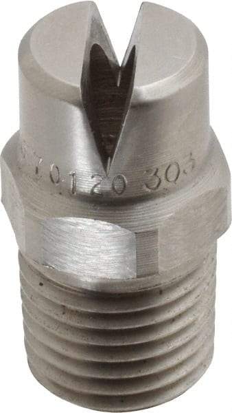 Bete Fog Nozzle - 1/4" Pipe, 120° Spray Angle, Grade 303 Stainless Steel, Standard Fan Nozzle - Male Connection, 11.1 Gal per min at 100 psi, 0.203" Orifice Diam - A1 Tooling