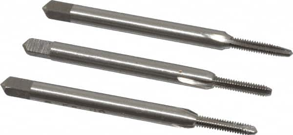 Interstate - #2-56 UNC, 3 Flute, Bottoming, Plug & Taper, Bright Finish, High Speed Steel Tap Set - Right Hand Cut, 1-3/4" OAL, 7/16" Thread Length - A1 Tooling