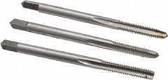 Interstate - #6-40 UNF, 3 Flute, Bottoming, Plug & Taper, Bright Finish, High Speed Steel Tap Set - Right Hand Cut, 2" OAL, 11/16" Thread Length - A1 Tooling