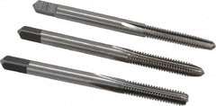 Interstate - #8-32 UNC, 4 Flute, Bottoming, Plug & Taper, Bright Finish, High Speed Steel Tap Set - Right Hand Cut, 2-1/8" OAL, 3/4" Thread Length - A1 Tooling