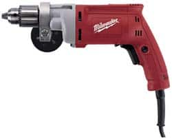 Milwaukee Tool - 1/2" Keyed Chuck, 850 RPM, Pistol Grip Handle Electric Drill - 8 Amps, 120 Volts, Reversible, Includes 1/2" Magnum Drill, Chuck Key with Holder, Side Handle - A1 Tooling