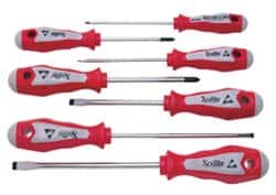 Xcelite - 7 Piece Phillips & Slotted Screwdriver Set - Blade Sizes: Width 1/8, 5/32, 3/16, 1/4 & 5/16, Bit Sizes: Philips #1 & #2 - A1 Tooling