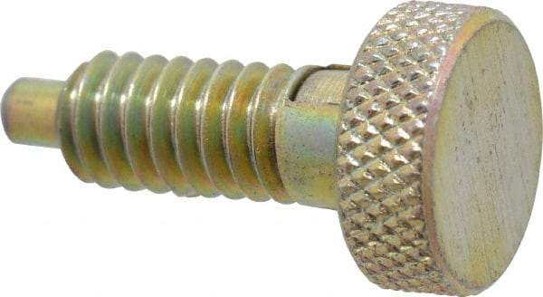 Gibraltar - 1/4-20, 0.4" Thread Length, 0.123 to 1/8" Max Plunger Diam, 0.5 Lb Init to 2 Lb Final End Force, Locking Knob Handle Plunger - Knurled Knob, 0.53" Length Under Head/Shoulder, 1/8" Plunger Projection - A1 Tooling