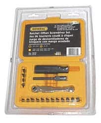 General - 19 Piece, Screwdriver Mini-Ratchet Bit Kit - #1 & #2 Phillips, 0.05 to 1/4" Hex - A1 Tooling