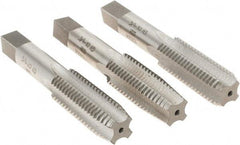 Interstate - 3/4-10 UNC, 4 Flute, Bottoming, Plug & Taper, Bright Finish, High Speed Steel Tap Set - Right Hand Cut, 4-1/4" OAL, 2" Thread Length - A1 Tooling