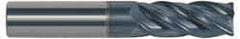 Accupro - 11/32", 13/16" LOC, 3/8" Shank Diam, 2-1/2" OAL, 4 Flute, Solid Carbide Square End Mill - Single End, nACRo Finish, Spiral Flute, Variable° Helix, Centercutting, Right Hand Cut, Right Hand Flute - A1 Tooling