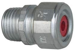 Cooper Crouse-Hinds - 0.15 to 1/4" Cable Capacity, Liquidtight, Straight Strain Relief Cord Grip - 1/2 NPT Thread, 1-5/16" Long, Steel - A1 Tooling