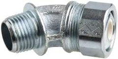 Cooper Crouse-Hinds - 1/4 to 0.35" Cable Capacity, Liquidtight, Elbow Strain Relief Cord Grip - 1/2 NPT Thread, 1-25/32" Long, Malleable Iron - A1 Tooling