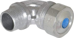 Cooper Crouse-Hinds - 0.35 to 0.45" Cable Capacity, Liquidtight, Elbow Strain Relief Cord Grip - 3/4 NPT Thread, 2-5/16" Long, Malleable Iron - A1 Tooling