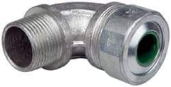 Cooper Crouse-Hinds - 0.45 to 0.56" Cable Capacity, Liquidtight, Elbow Strain Relief Cord Grip - 3/4 NPT Thread, 2-5/16" Long, Malleable Iron - A1 Tooling