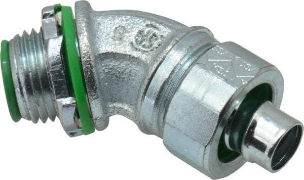 Cooper Crouse-Hinds - 3/8" Trade, Malleable Iron Threaded Angled Liquidtight Conduit Connector - Insulated - A1 Tooling